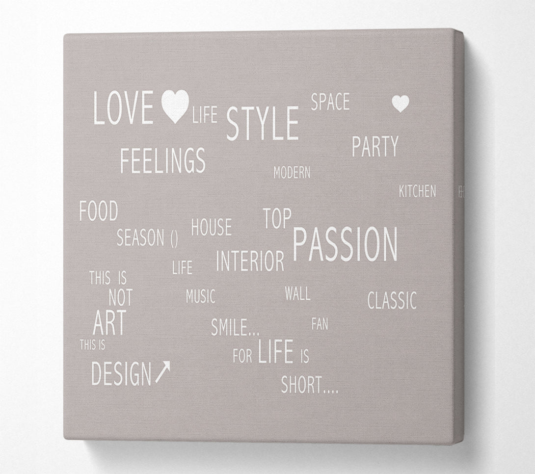  A Canvas Print of Love Quote Love Life Beige Canvas Print