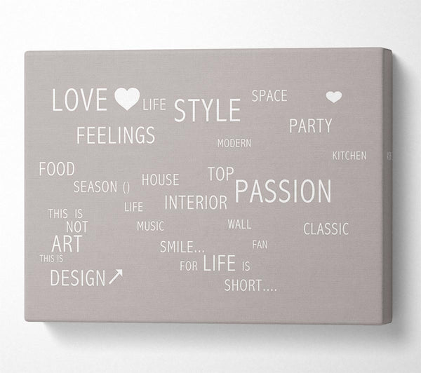  A Canvas Print of Love Quote Love Life Beige Canvas Print