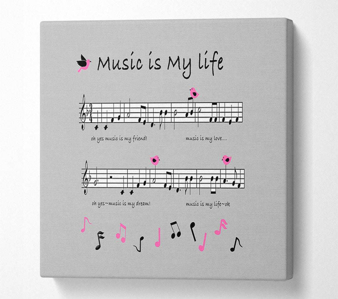  A Canvas Print of Music Is My Life Grey Canvas Art