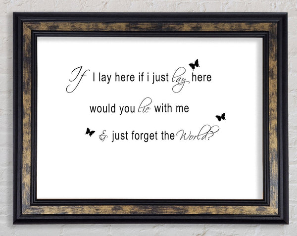 Music Quote If I Lay Here Snow Patrol 2 White Framed Print