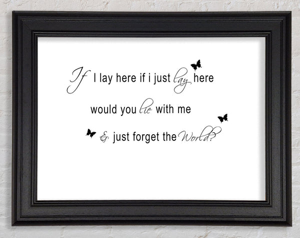 Music Quote If I Lay Here Snow Patrol 2 White Framed Print