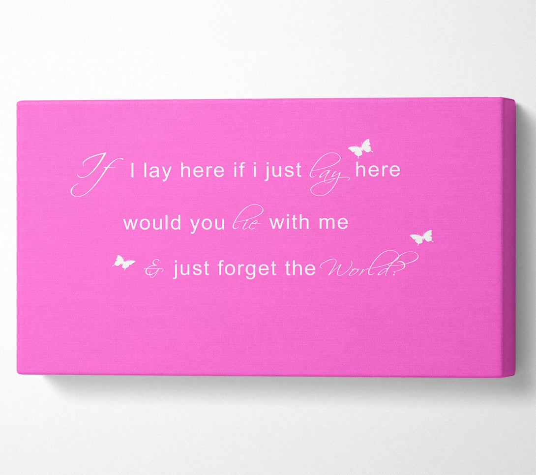  A Canvas Print of Music Quote If I Lay Here Snow Patrol 2 Vivid Pink Canvas Art