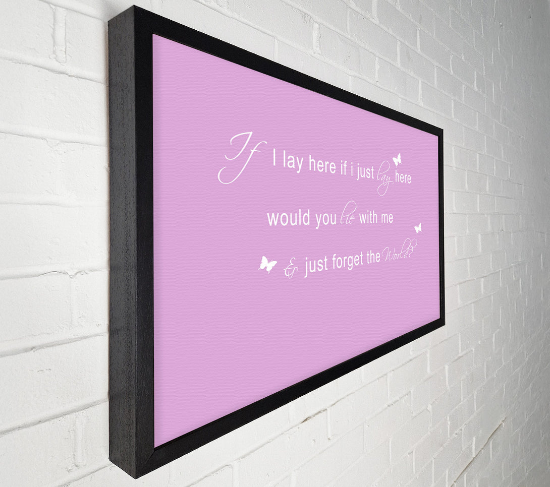  A Canvas Print of Music Quote If I Lay Here Snow Patrol 2 Pink Canvas Wall Art