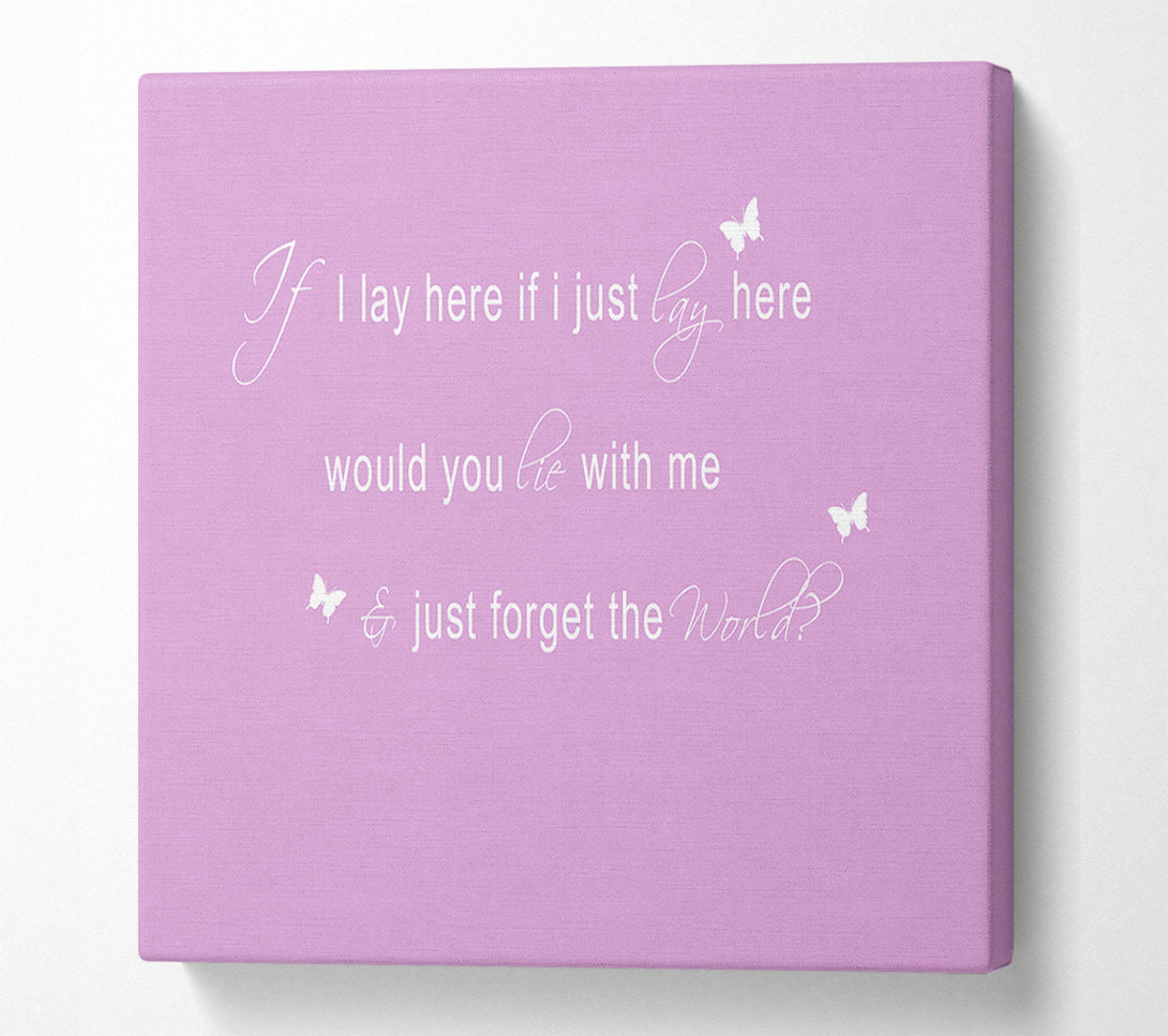  A Canvas Print of Music Quote If I Lay Here Snow Patrol 2 Pink Canvas Wall Art