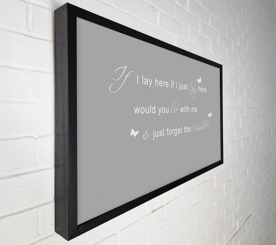  A Canvas Print of Music Quote If I Lay Here Snow Patrol 2 Grey White Canvas Wall Art