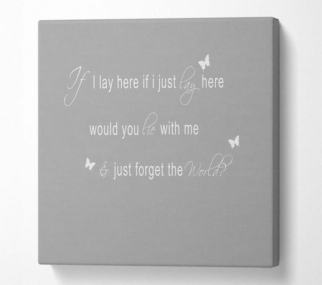  A Canvas Print of Music Quote If I Lay Here Snow Patrol 2 Grey White Canvas Wall Art