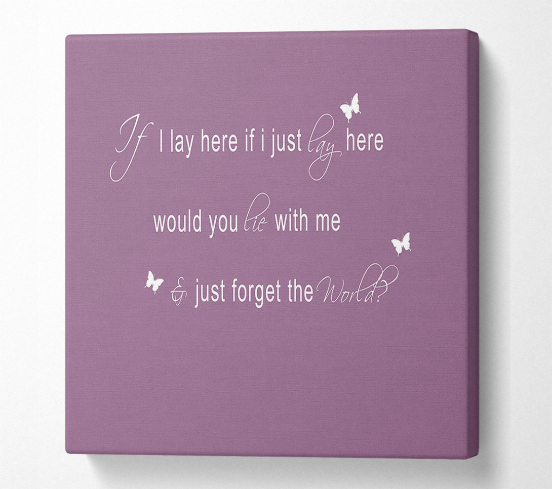  A Canvas Print of Music Quote If I Lay Here Snow Patrol 2 Dusty Pink Canvas Wall Art