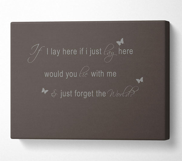  A Canvas Print of Music Quote If I Lay Here Snow Patrol 2 Chocolate Canvas Print