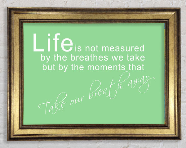 Life Is Not Measured Green Framed Print