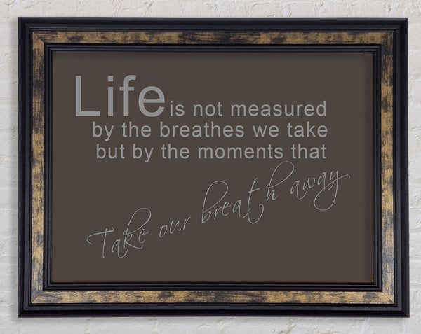 Life Is Not Measured Chocolate Framed Print