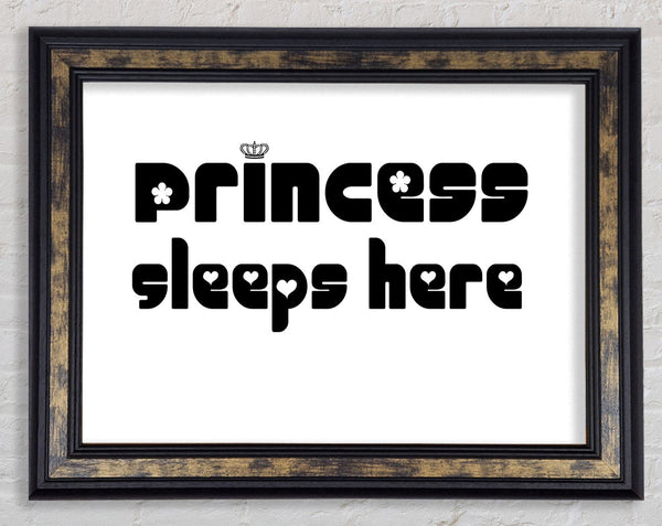Princesss Sleeps Here 2 White Framed Print