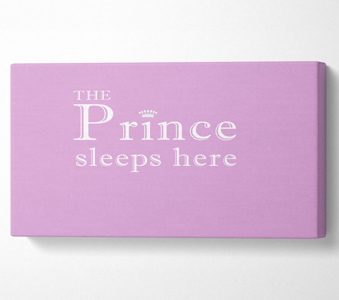  A Canvas Print of Nursery Quote The Prince Sleeps Here Pink Canvas Print