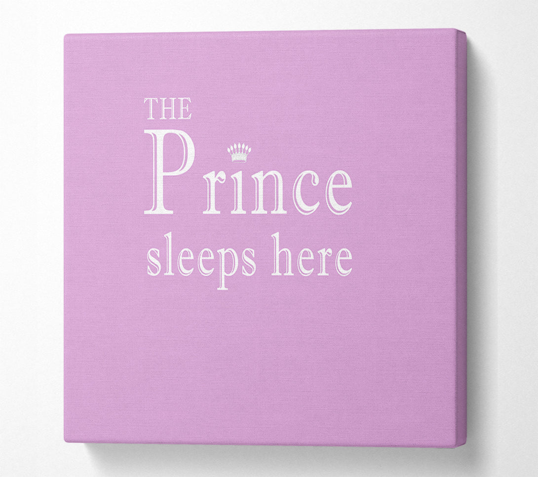  A Canvas Print of Nursery Quote The Prince Sleeps Here Pink Canvas Print