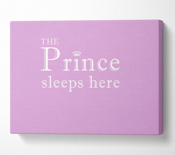  A Canvas Print of Nursery Quote The Prince Sleeps Here Pink Canvas Print