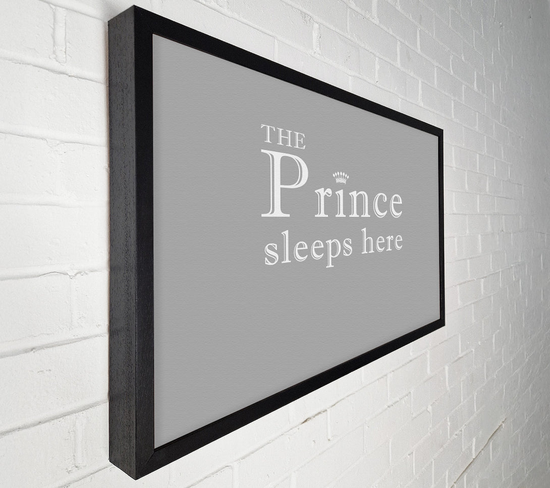  A Canvas Print of Boys room Quote The Prince Sleeps Here Grey White Canvas Art