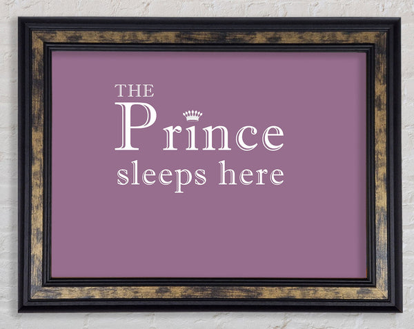 Boys room Quote The Prince Sleeps Here Dusty Pink Framed Print