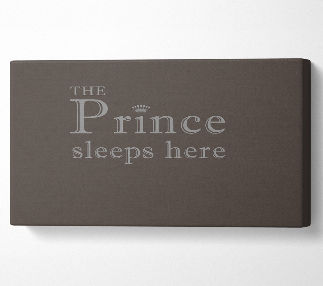  A Canvas Print of Boys room Quote The Prince Sleeps Here Chocolate Canvas Wall Art