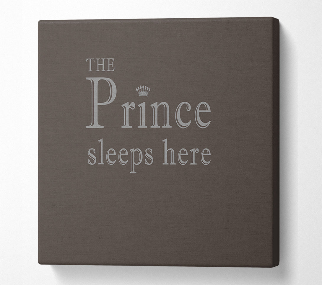  A Canvas Print of Boys room Quote The Prince Sleeps Here Chocolate Canvas Wall Art
