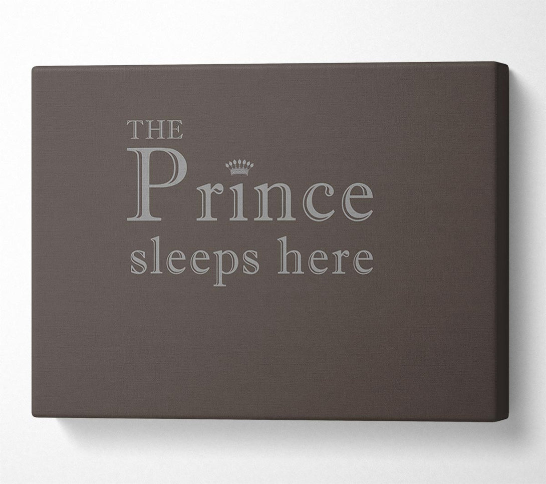  A Canvas Print of Boys room Quote The Prince Sleeps Here Chocolate Canvas Wall Art