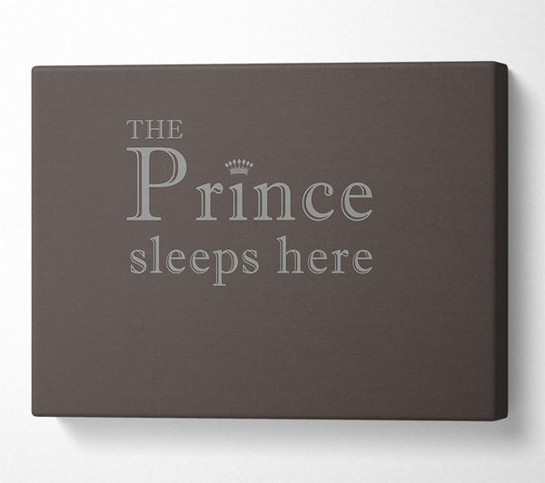  A Canvas Print of Boys room Quote The Prince Sleeps Here Chocolate Canvas Wall Art