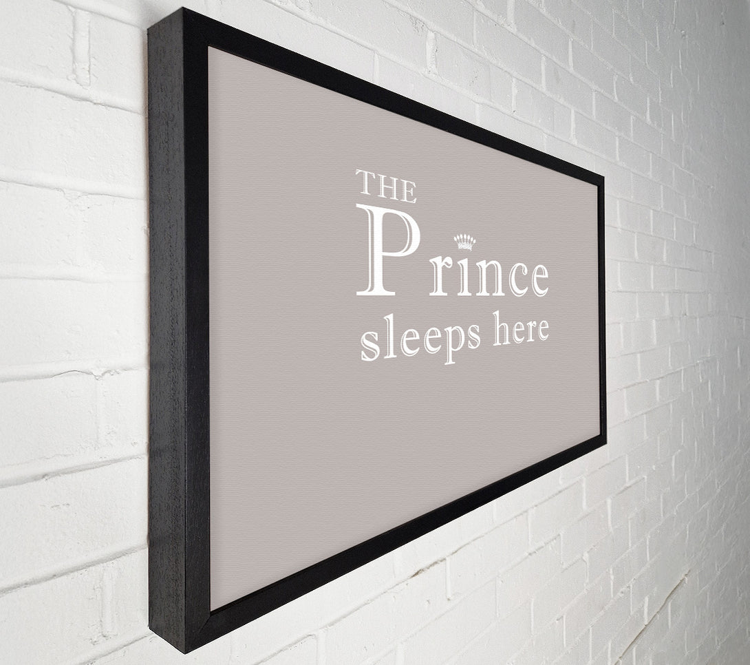 A Canvas Print of Boys room Quote The Prince Sleeps Here Beige Canvas Print