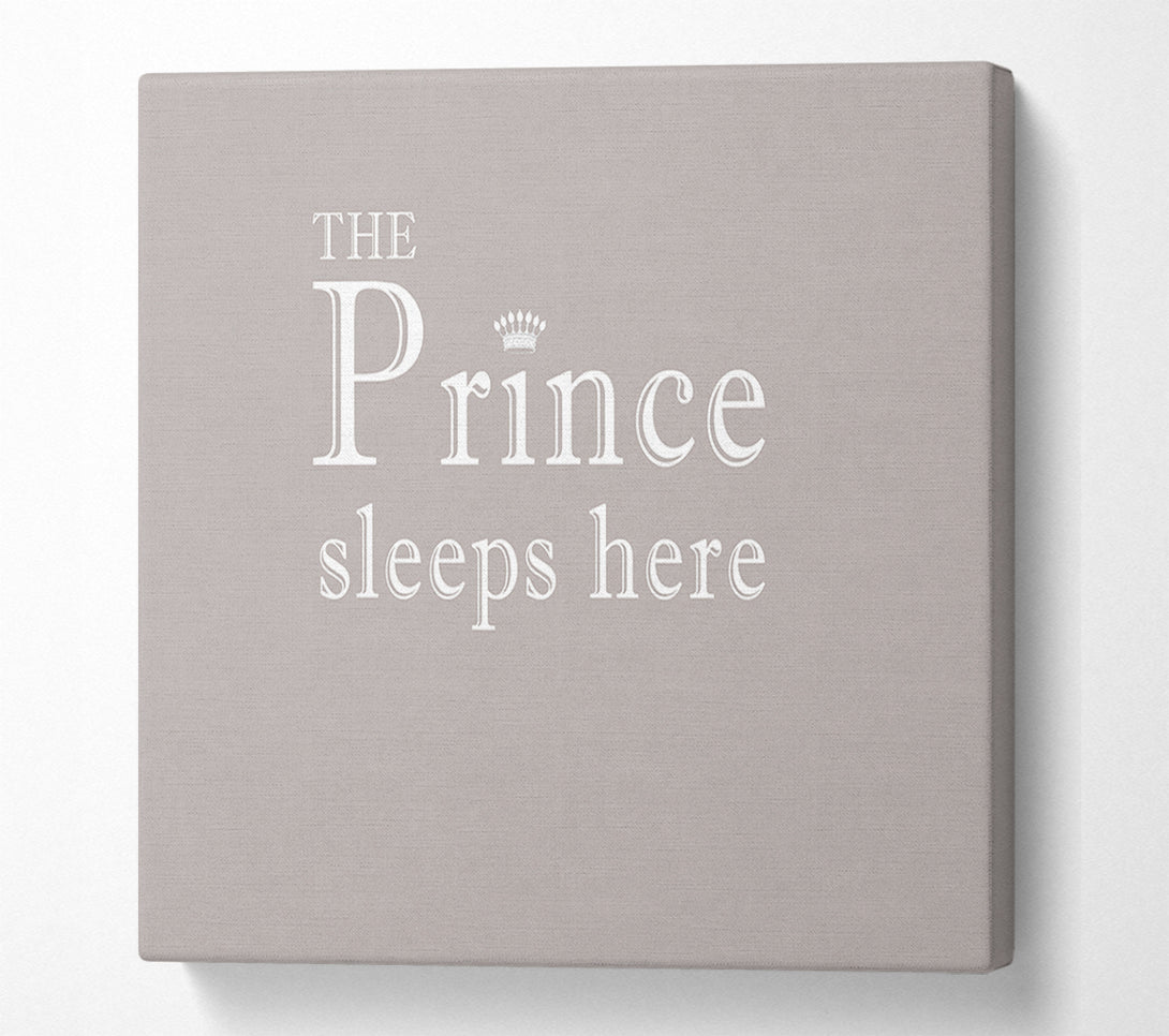  A Canvas Print of Boys room Quote The Prince Sleeps Here Beige Canvas Print