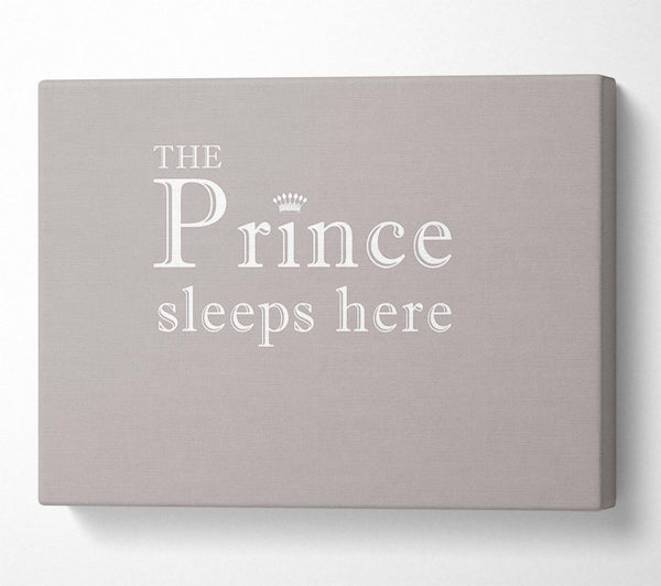  A Canvas Print of Boys room Quote The Prince Sleeps Here Beige Canvas Print