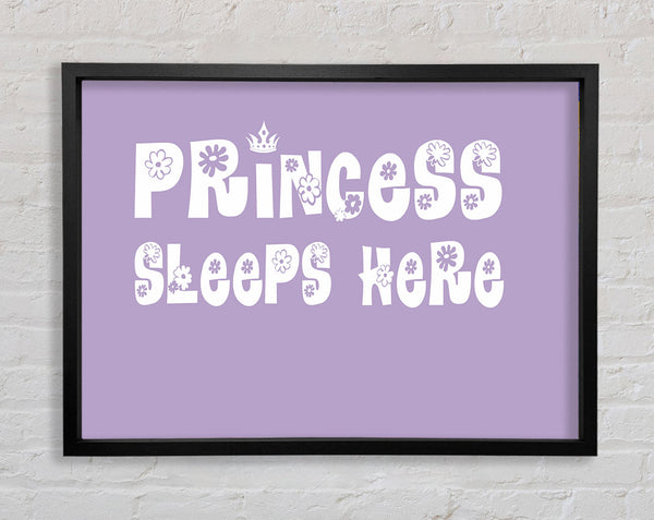 Nursery Quote Princesss Sleeps Here Lilac Framed Print