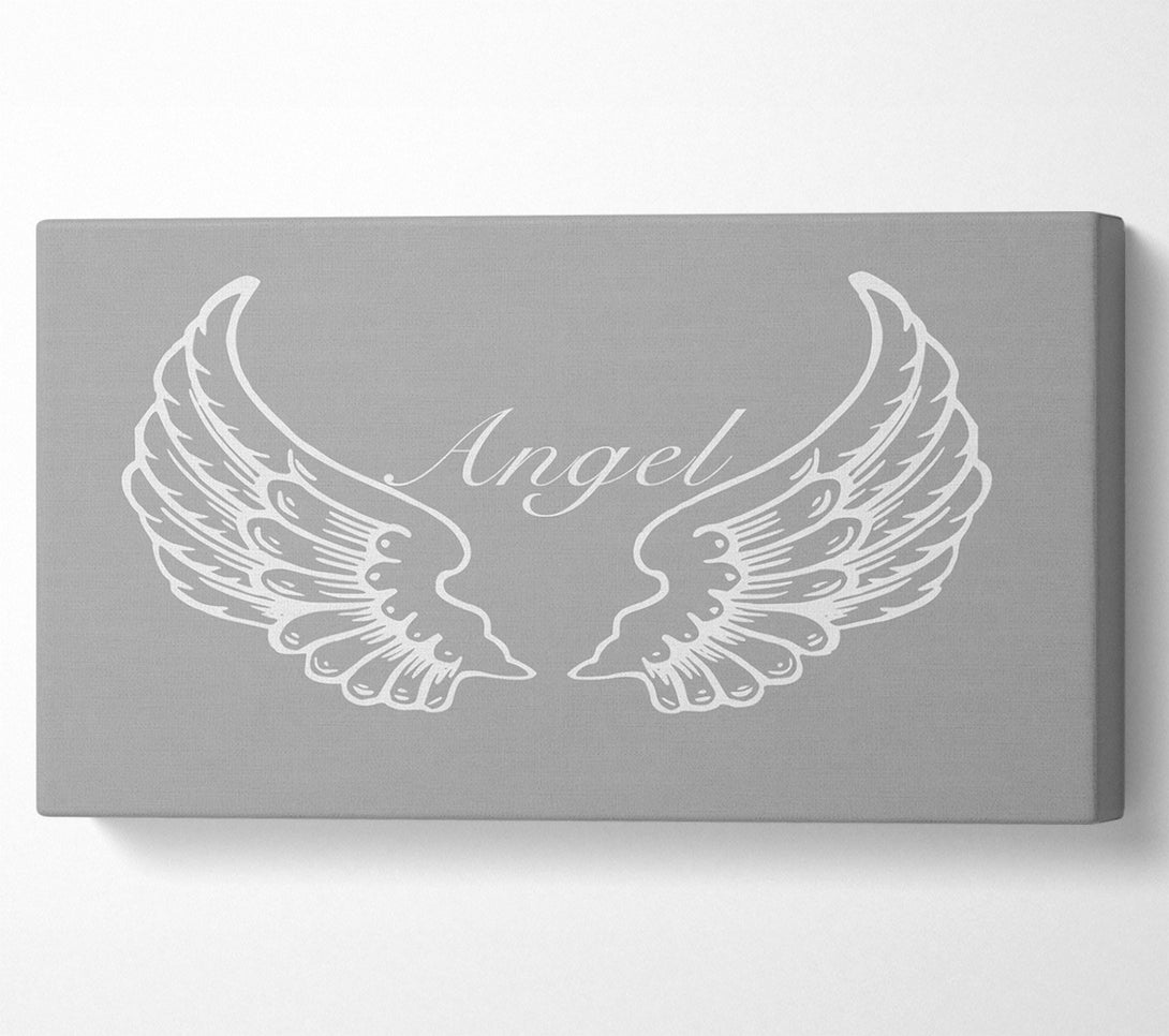  A Canvas Print of Angel Wings Grey White Canvas Wall Art