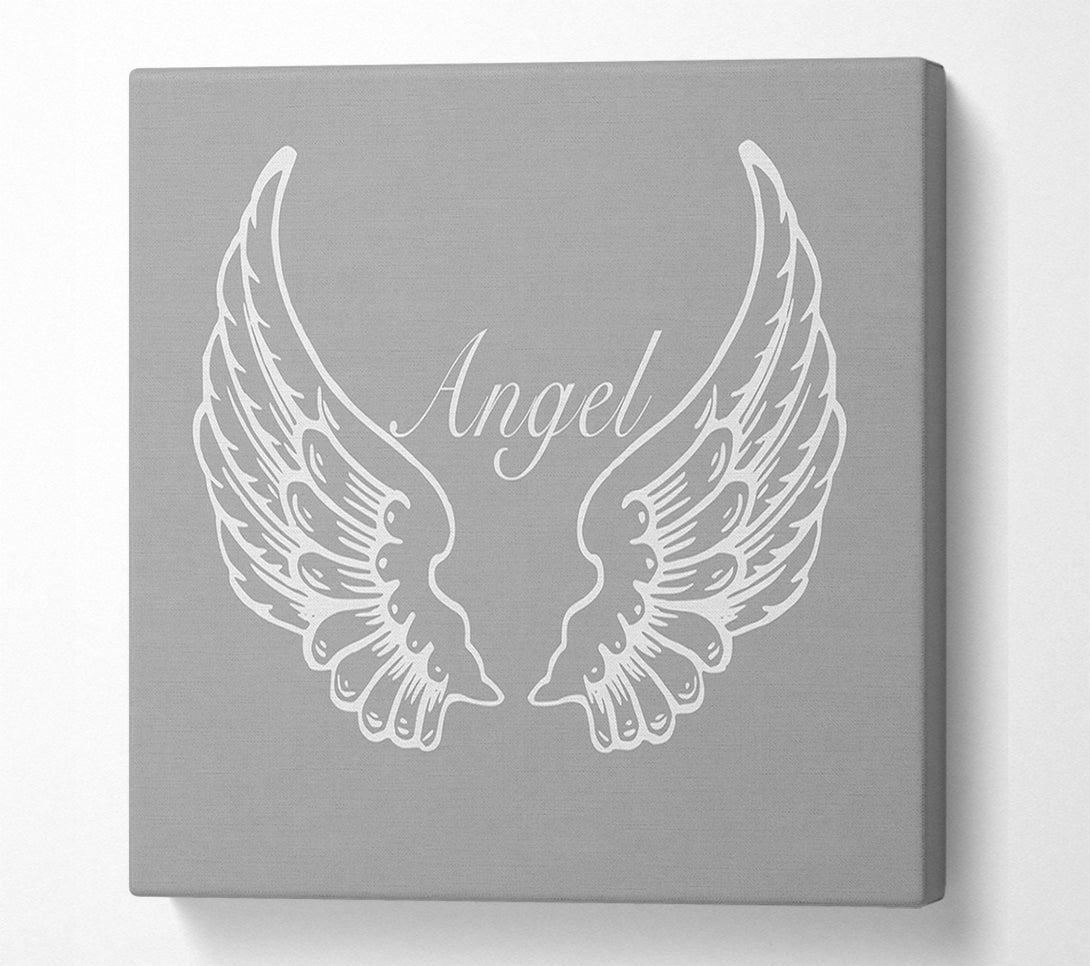  A Canvas Print of Angel Wings Grey White Canvas Wall Art