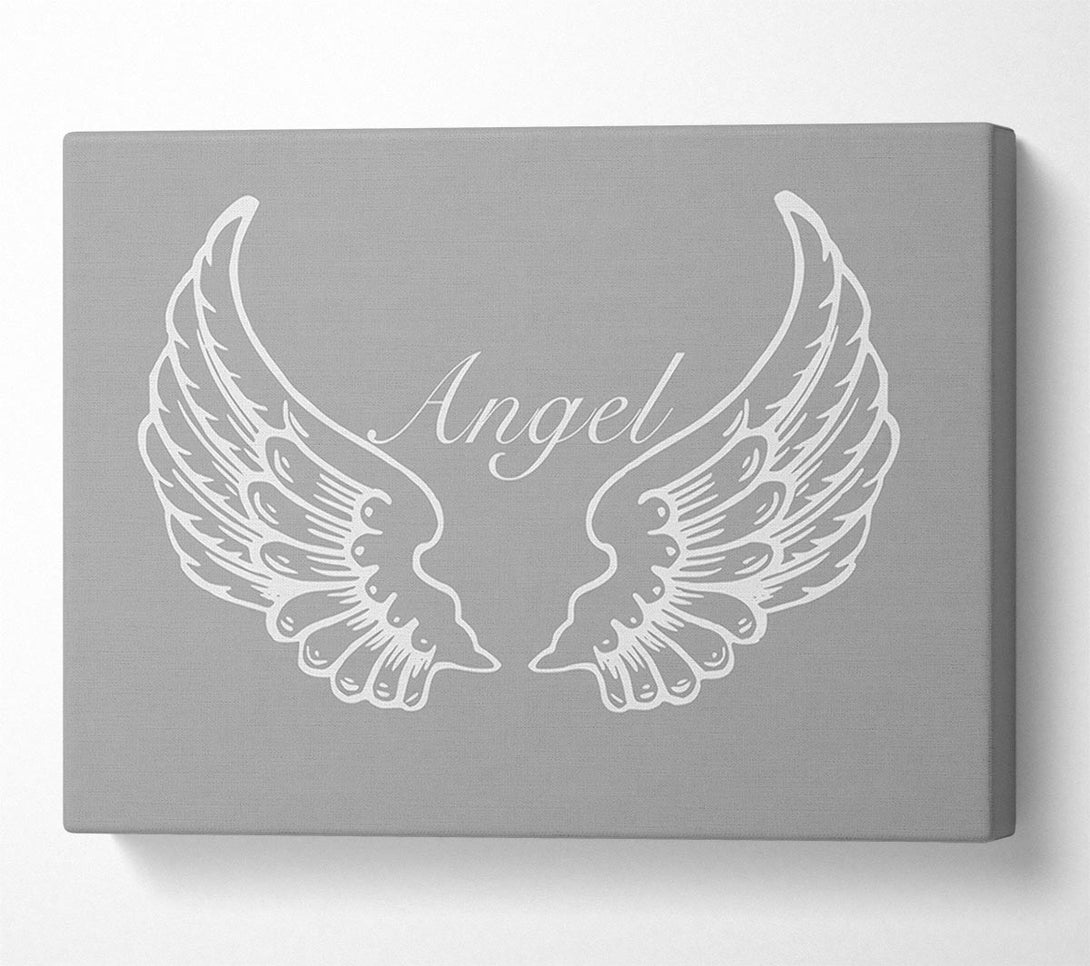  A Canvas Print of Angel Wings Grey White Canvas Wall Art