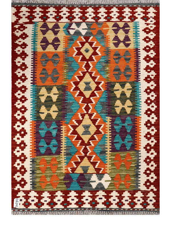 Maimana Afghanistan Kilim Rug - 144 x99 cm