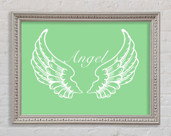 Girls Room Quote Angel Wings Green Framed Print