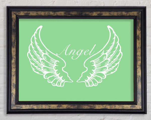 Girls Room Quote Angel Wings Green Framed Print