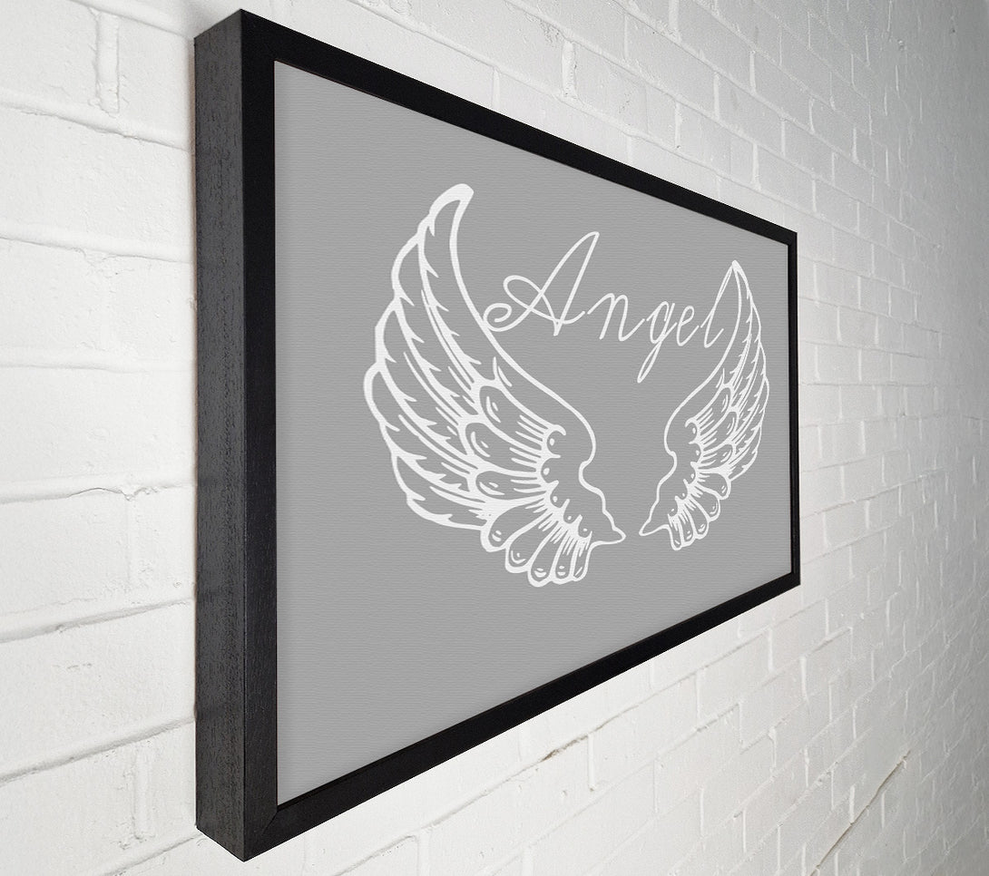  A Canvas Print of Angel Wings 4 Grey White Canvas Print