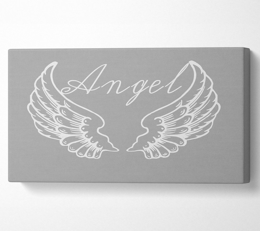  A Canvas Print of Angel Wings 4 Grey White Canvas Print