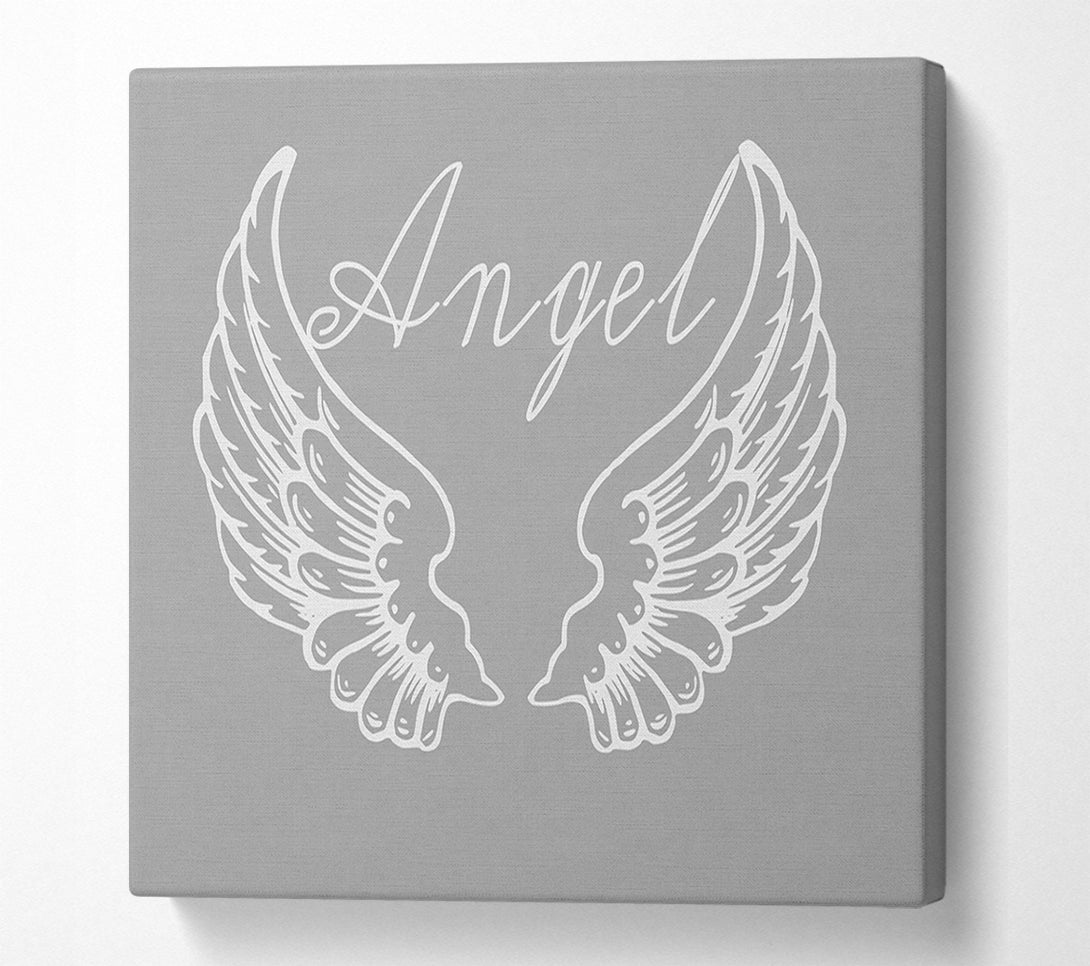  A Canvas Print of Angel Wings 4 Grey White Canvas Print