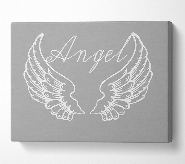  A Canvas Print of Angel Wings 4 Grey White Canvas Print