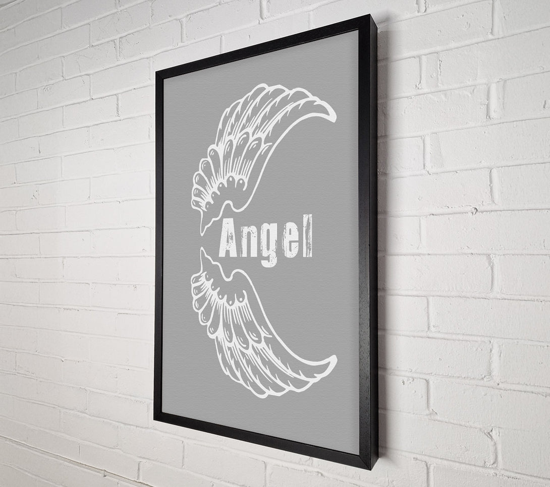  A Canvas Print of Angel Wings 3 Grey White Canvas Wall Art