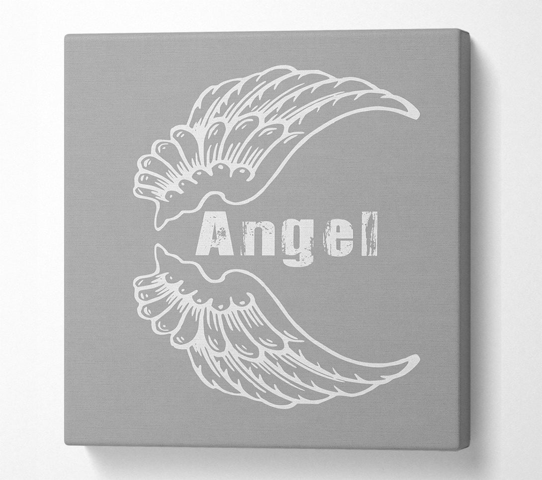  A Canvas Print of Angel Wings 3 Grey White Canvas Wall Art