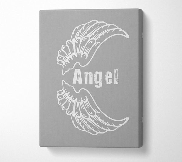  A Canvas Print of Angel Wings 3 Grey White Canvas Wall Art