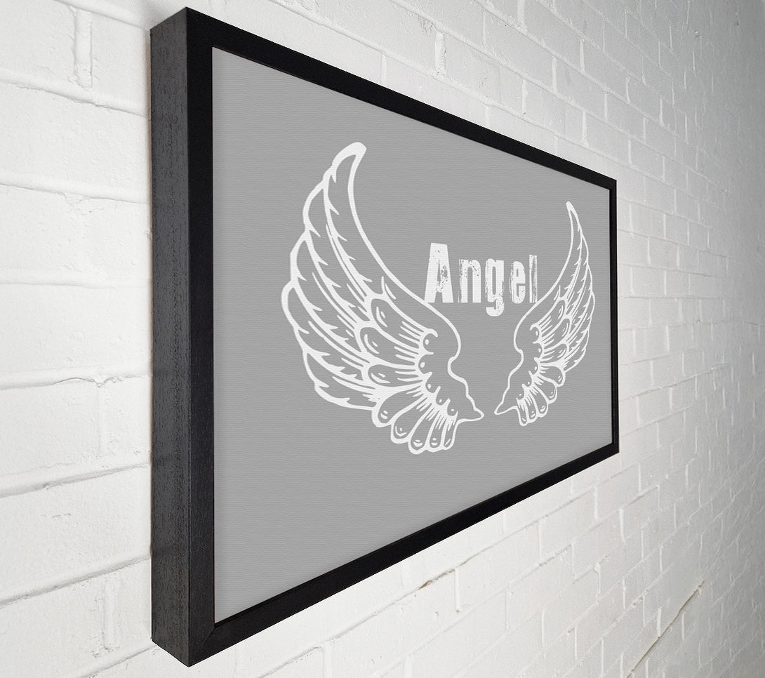  A Canvas Print of Angel Wings 2 Grey White Canvas Art