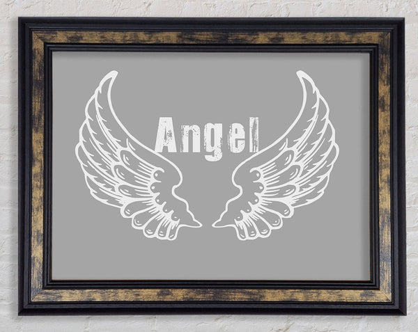 Angel Wings 2 Grey White Framed Print