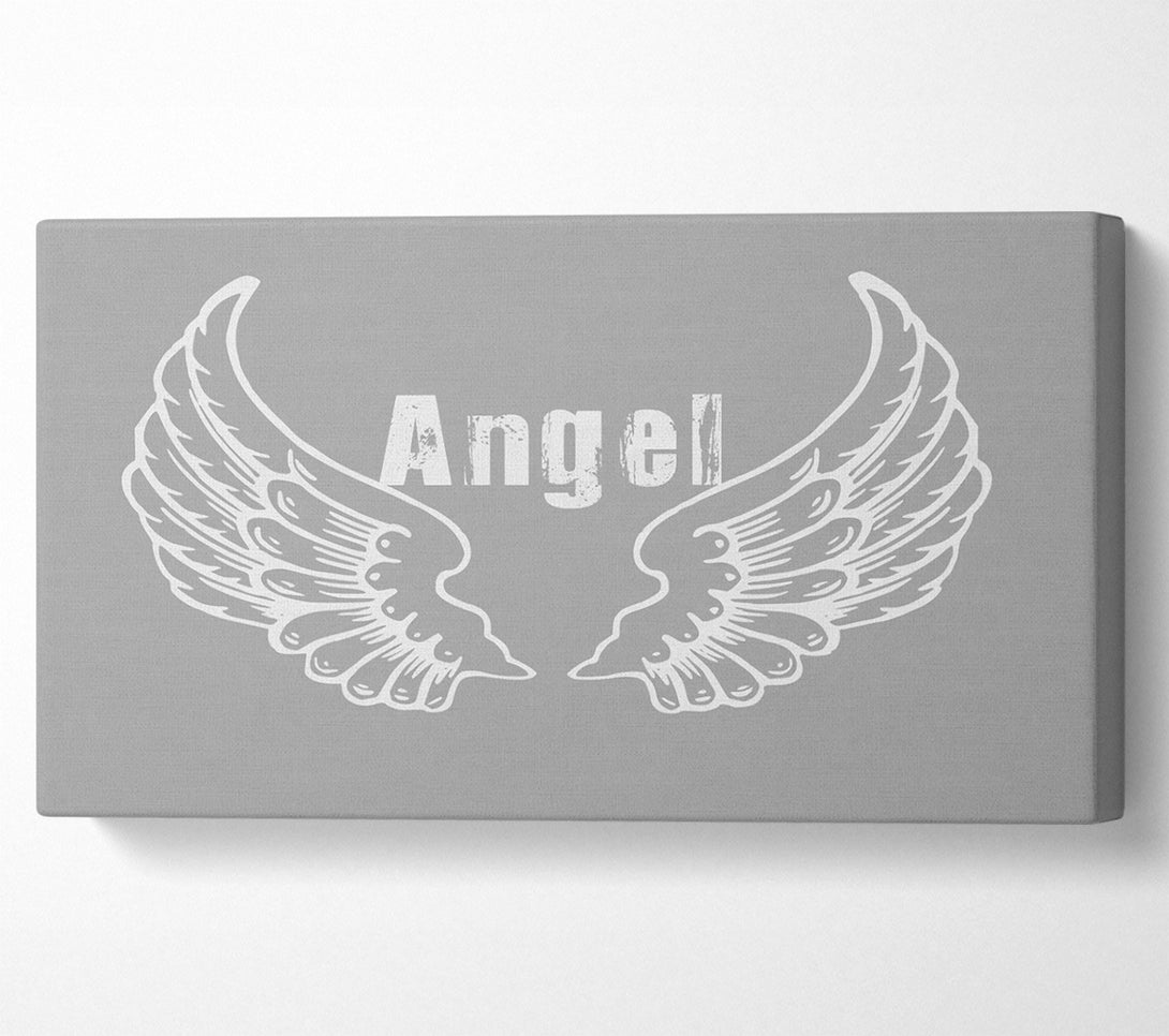  A Canvas Print of Angel Wings 2 Grey White Canvas Art