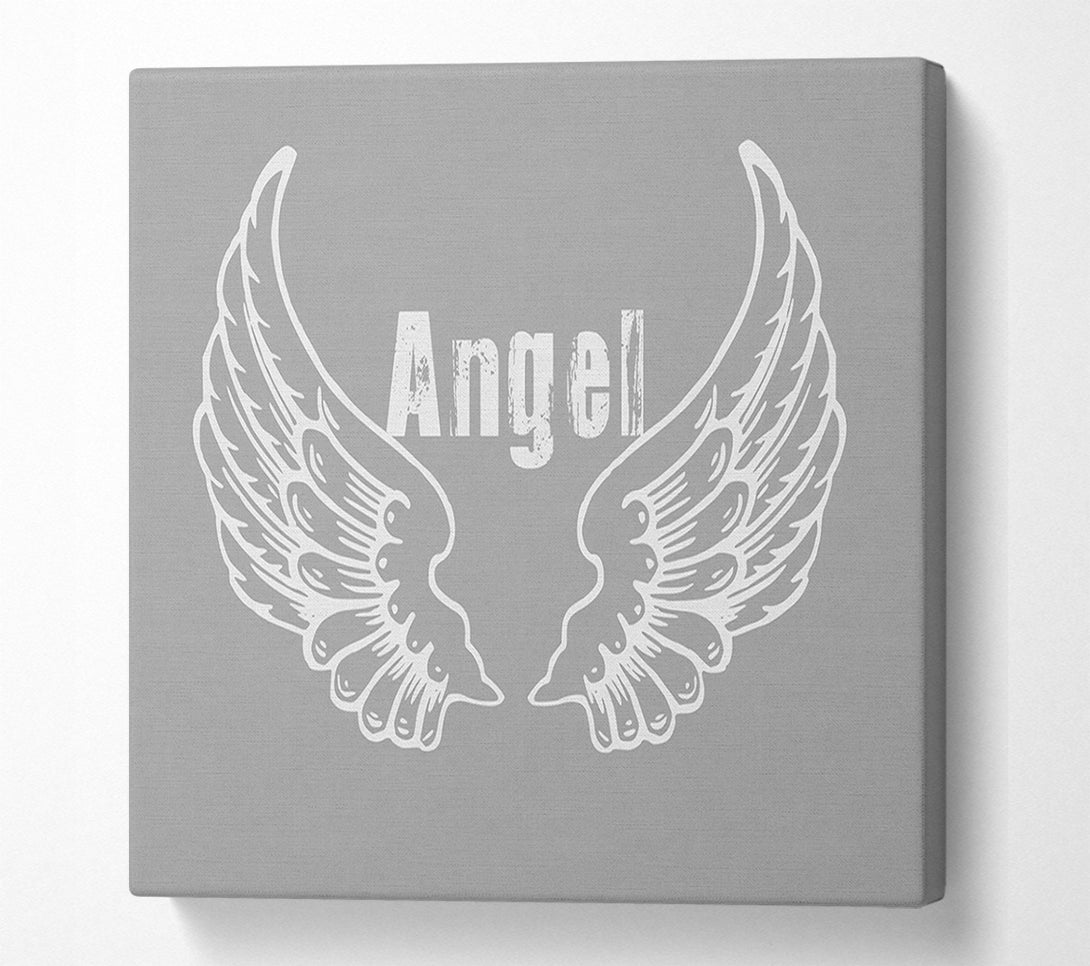  A Canvas Print of Angel Wings 2 Grey White Canvas Art