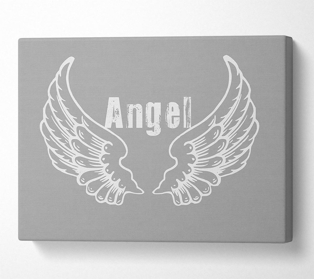  A Canvas Print of Angel Wings 2 Grey White Canvas Art