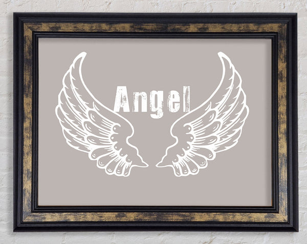 Girls Room Quote Angel Wings 2 Beige Framed Print