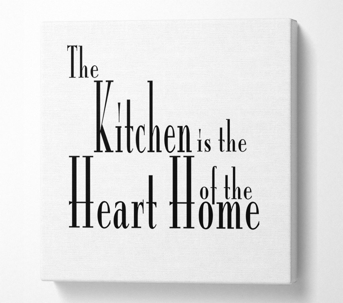  A Canvas Print of Kitchen Quote The Kitchen Is The Heart Of The Home 2 White Canvas Wall Art