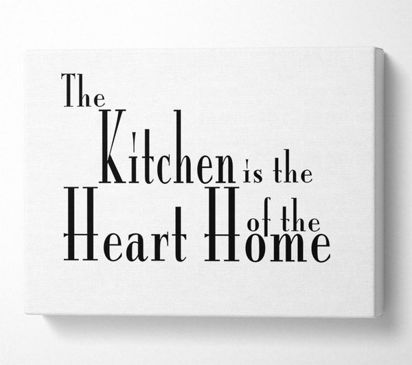  A Canvas Print of Kitchen Quote The Kitchen Is The Heart Of The Home 2 White Canvas Wall Art