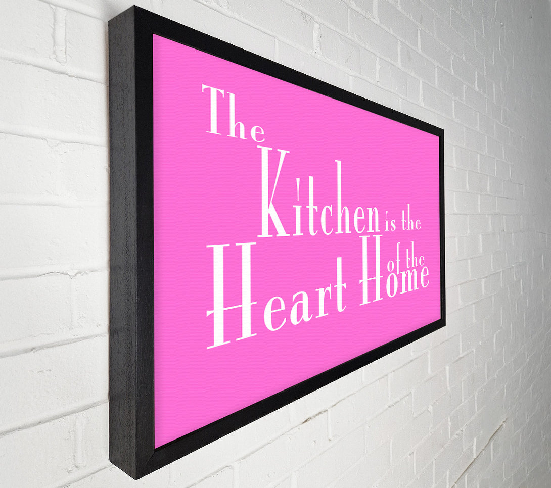  A Canvas Print of Kitchen Quote The Kitchen Is The Heart Of The Home 2 Vivid Pink Canvas Art